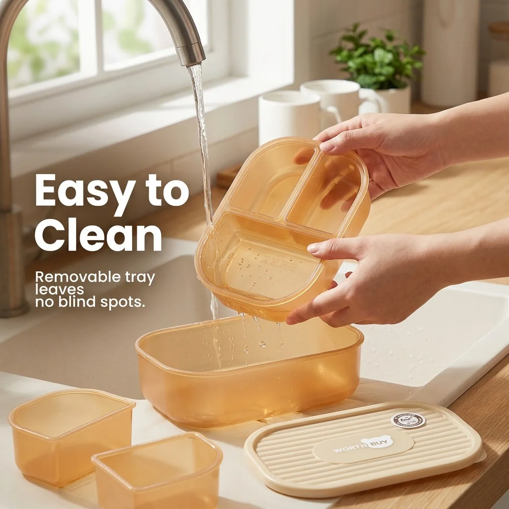 Divided Plastic Bento Box 3 Co - Food Storage With Dividers recension och pris