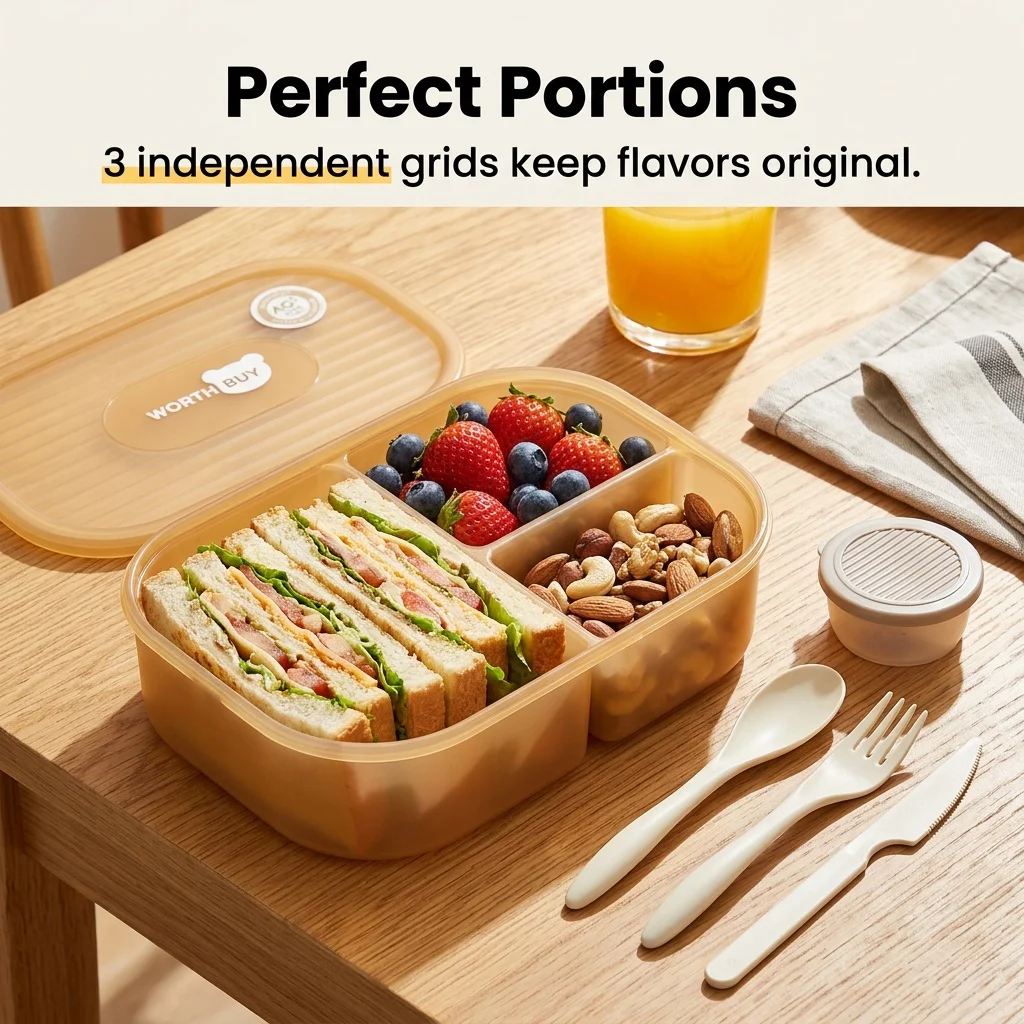 Divided Plastic Bento Box 3 Co - Food Storage With Dividers recension och pris