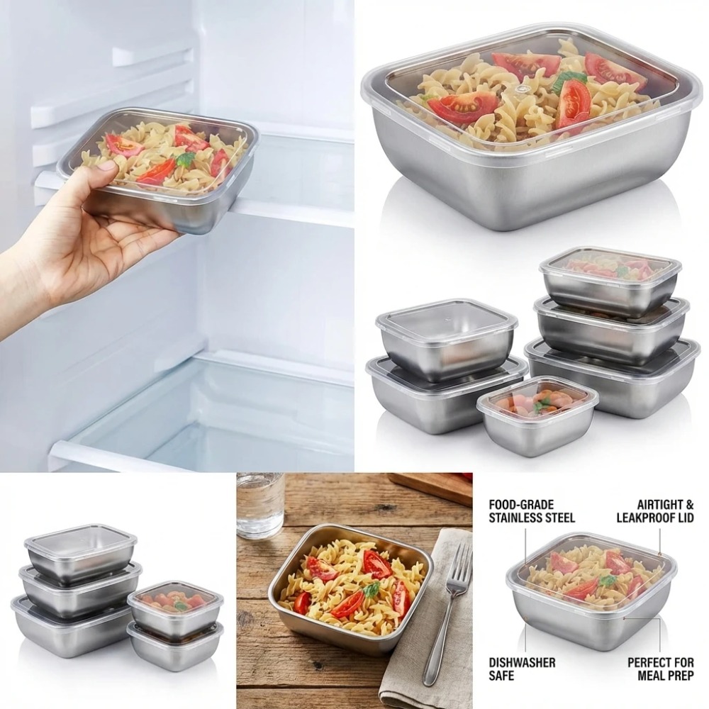 6PCS Stainless Steel Food Stor - Food Storage Meals recension och pris